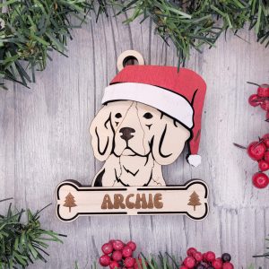 Custom BEAGLE Dog Ornament, Pet Memorial Ornament, Personalized Pet Wood Ornament, Dog Christmas Ornament, Pet Ornament, Holiday Decor, Dog Gift