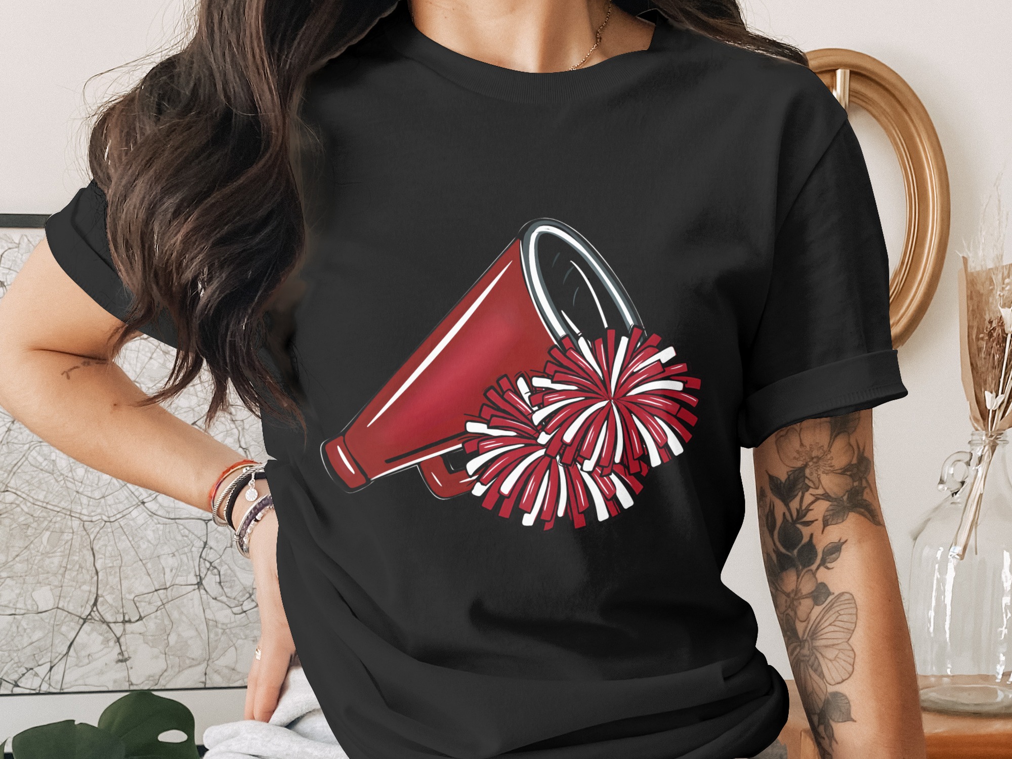Cheerleader Megaphone PNG, Pom Poms Digital, Sublimation Digital Download, Sport Team Spirit Design, School Pride Graphic - Image 2