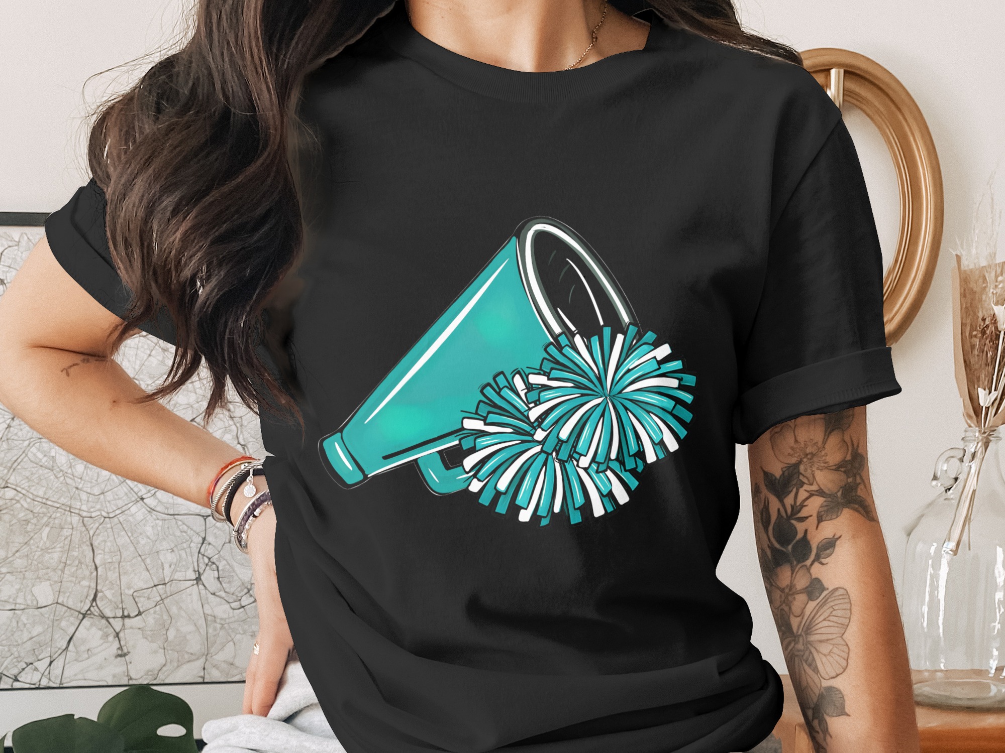 Cheerleader PNG, Cheer Sublimation, Digital Download, Pom Poms, Cheerleading Design, Sport Clipart, Cheer Squad Graphics, Cheer Gift - Image 2