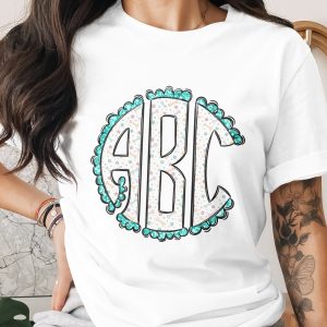 Monogram Alpha Digital Download, Dog Bone and Stars Pattern, Sublimation DTF Design, Puppy Lover, Pet Theme, Teal Sparkle Border