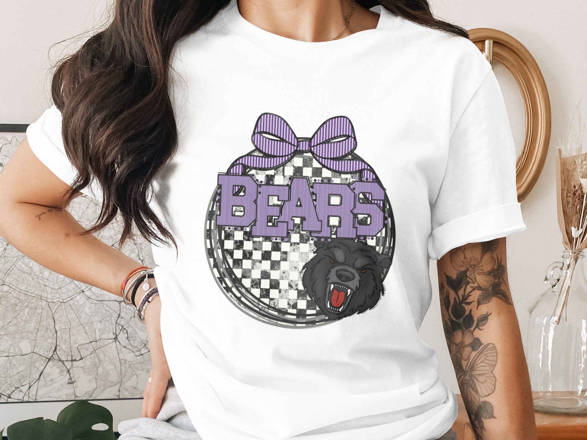 Bears Design Digital Download, Sublimation PNG, DTF File, Cute Bow, Angry Bear Graphic, School Spirit, Sport Team Design, DIY Project