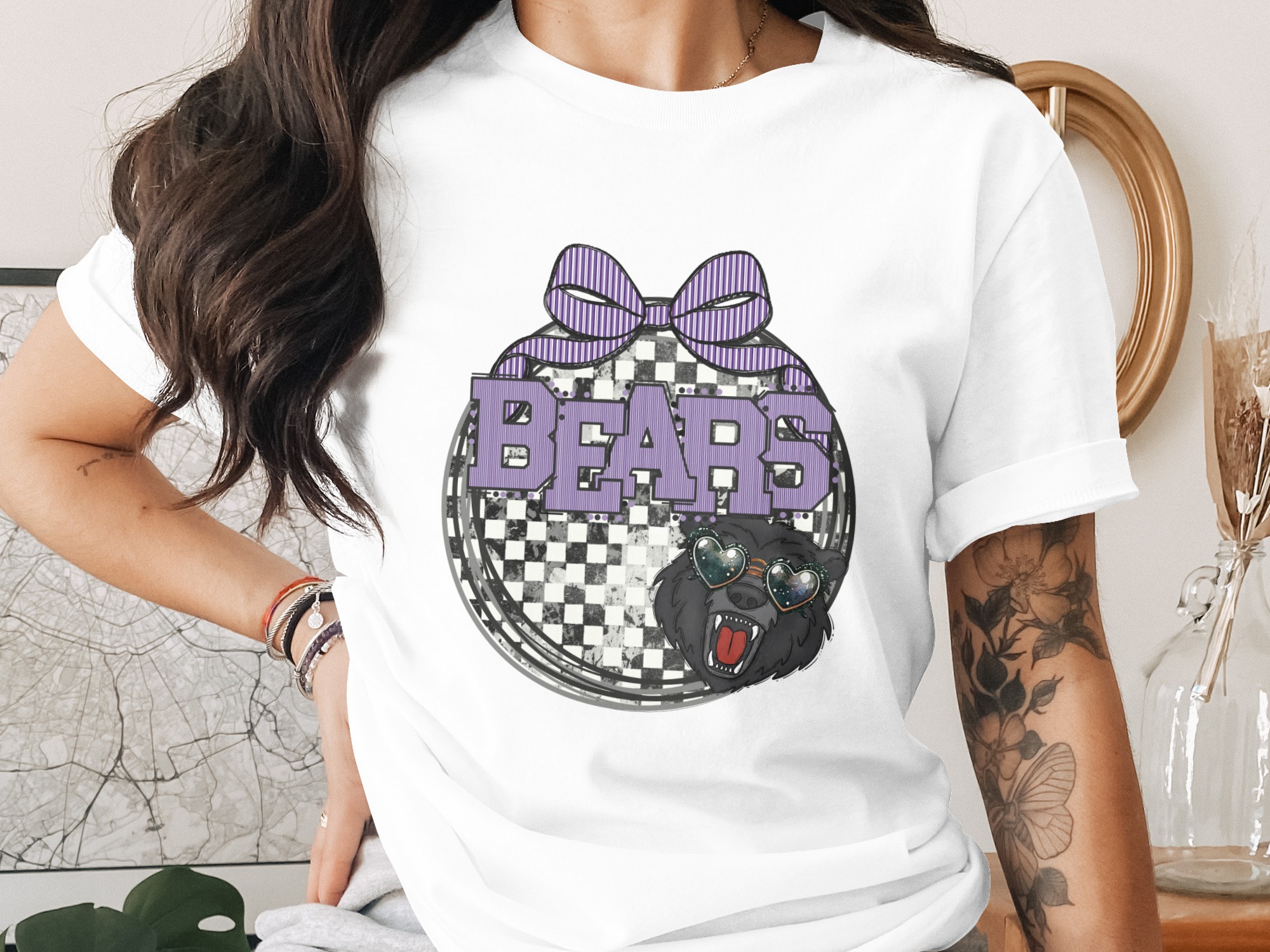 Bears PNG, Digital Download, Sublimation Design, DTF, Digital File, Cute Bear, Heart Glasses, School Mascot, Graphic for T-Shirts