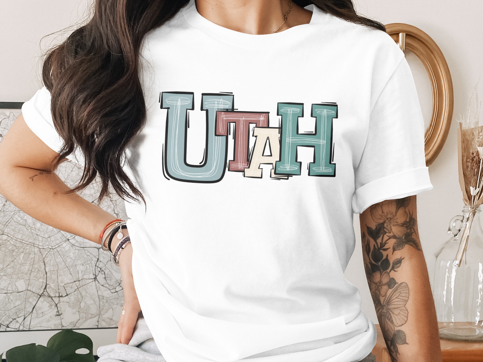 Utah State Digital Download, Sublimation PNG, DTF Print, Digital Design for Shirts, Colorful State Pride, Western Graphic, DIY Project