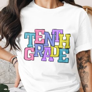 Tenth Grade Digital Download, Sublimation PNG, DTF Design, High School Student, Colorful Back to School Design, Teacher Gift, School Design