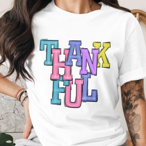 Thankful Digital Download, Sublimation PNG, DTF Print File, Colorful Thanksgiving Design, Autumn Graphic, Cute Fall Image, Festive Gift