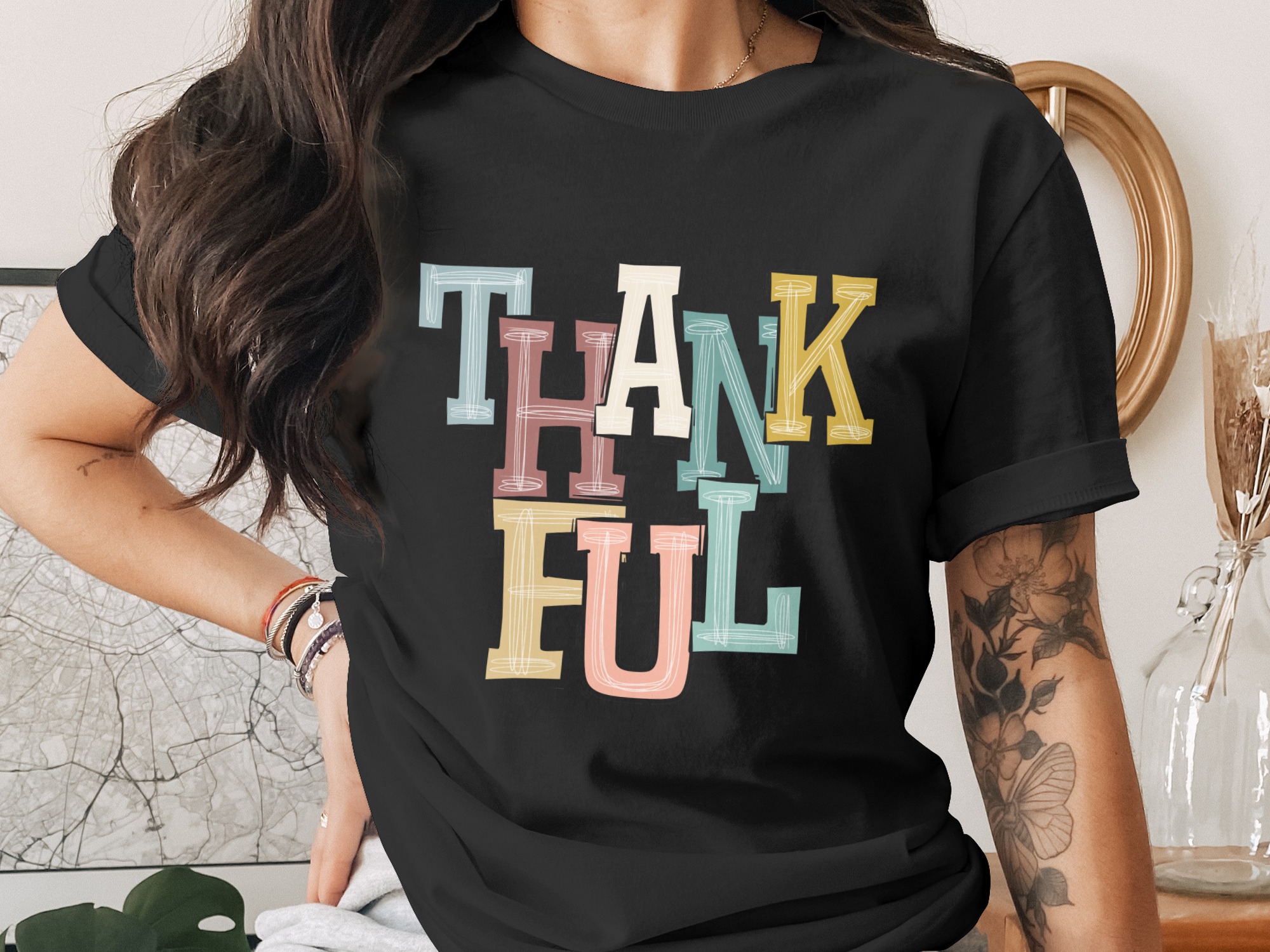Thankful Digital Download PNG,Sublimation DTF Digital,Fall Thanksgiving Print,Retro Font Design,Tshirt Design,Commercial Use - Image 2