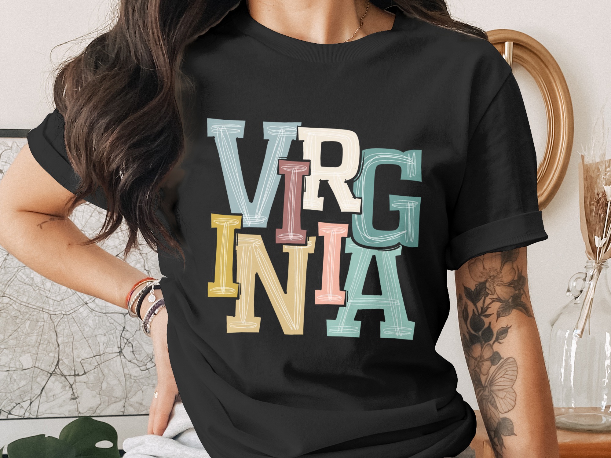 Virginia State Digital Download PNG, Sublimation DTF, Trendy Virginia Design, Instant Download, Commercial Use, Travel Souvenir, Colorful - Image 2