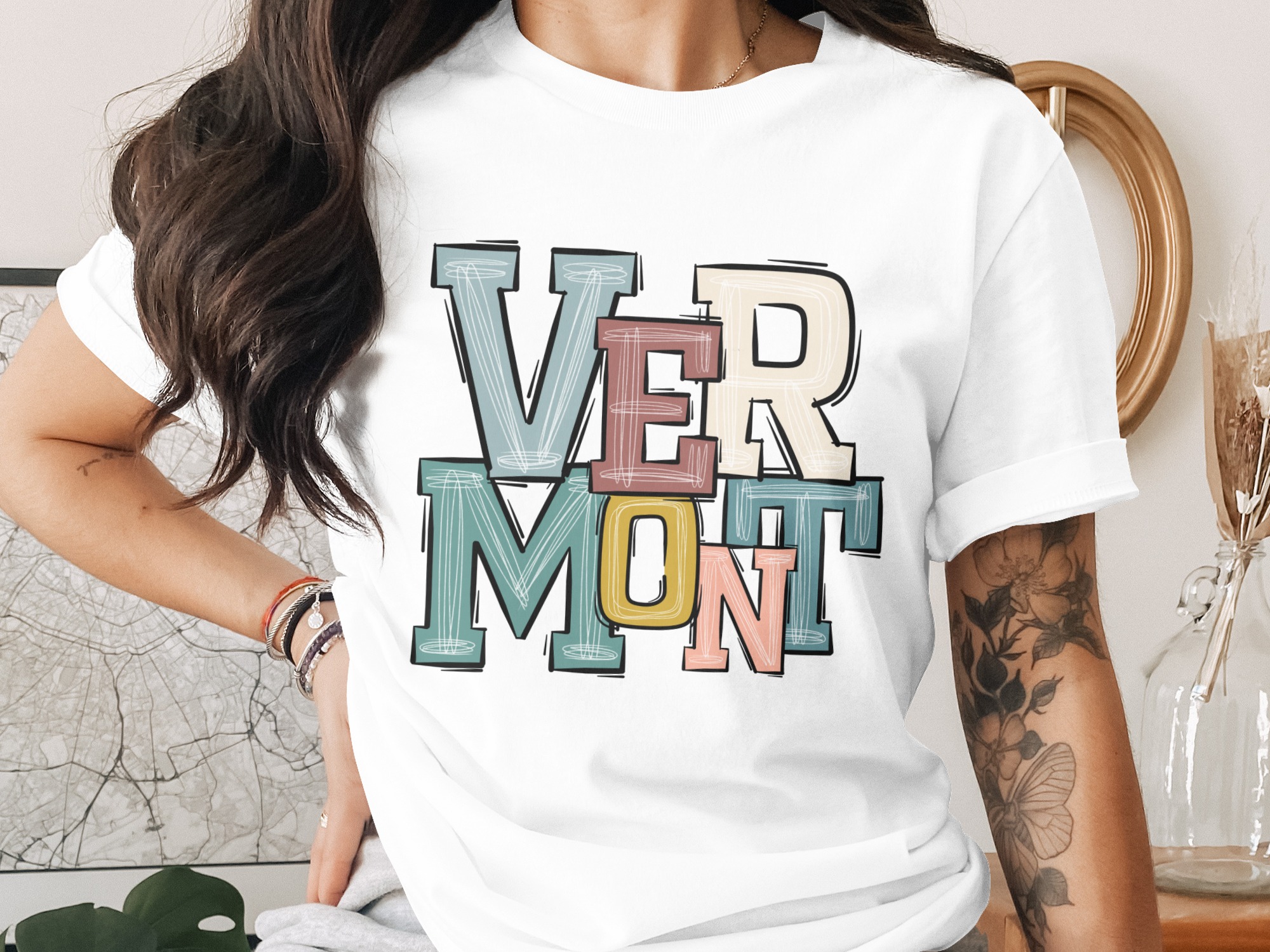 Vermont Digital Download, Sublimation PNG, DTF Print File, Vermont State Design, Colorful Vermont Gift, Vermont Trip Souvenir, USA Travel
