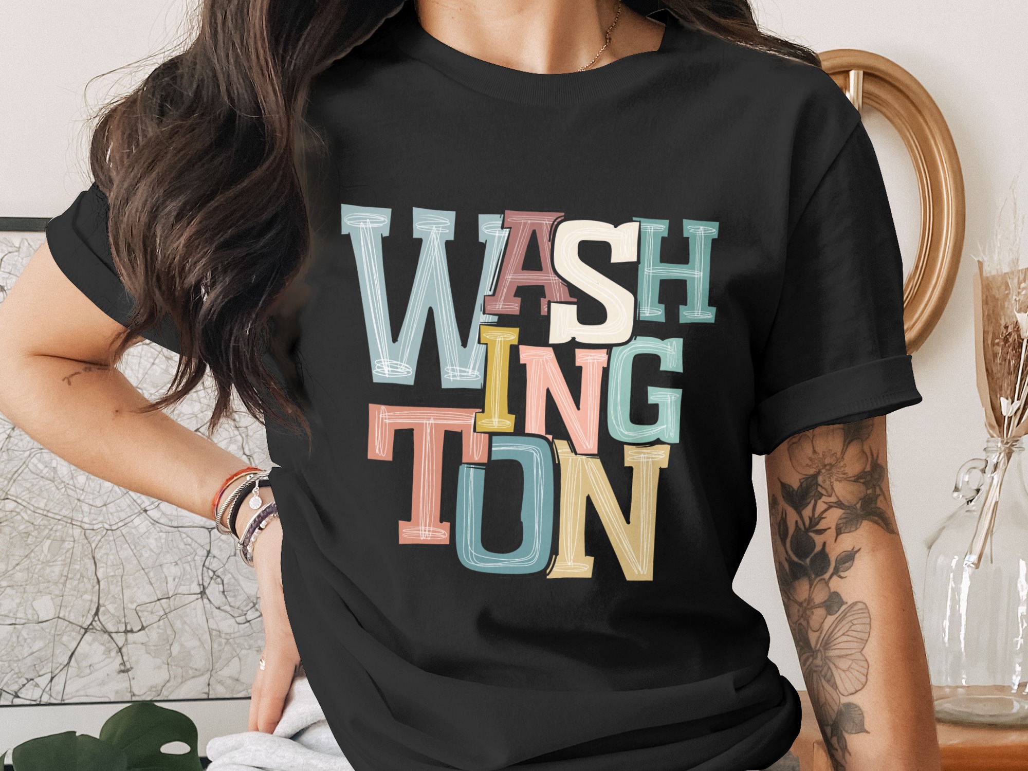 Washington State Digital Download, Sublimation PNG, DTF Design, US State Printable Art, Colorful Washington Graphics, City Name Image - Image 2