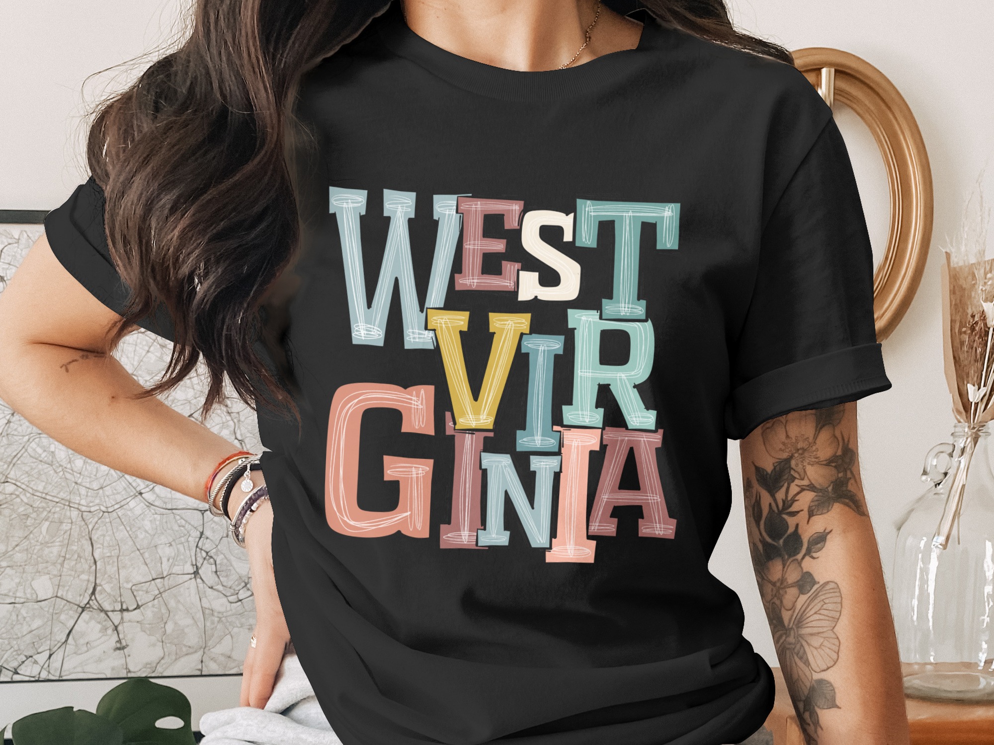West Virginia Digital Download PNG, Sublimation Design, DTF, WV State Pride, Colorful Lettering, United States Map Art, Digital File - Image 2