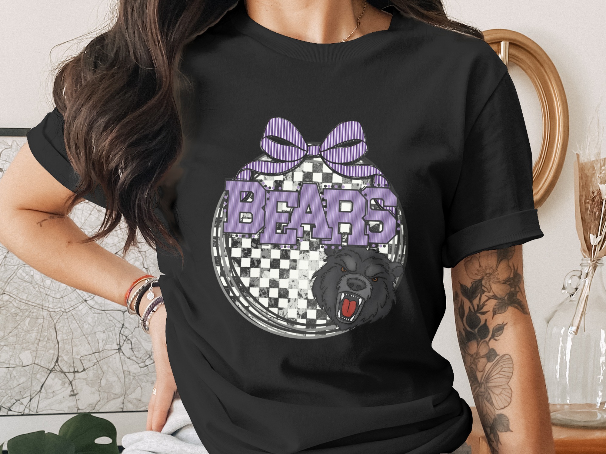 Bears Design Digital Download, Sublimation PNG, DTF File, Cute Bow, Angry Bear Graphic, School Spirit, Sport Team Design, DIY Project - Image 2