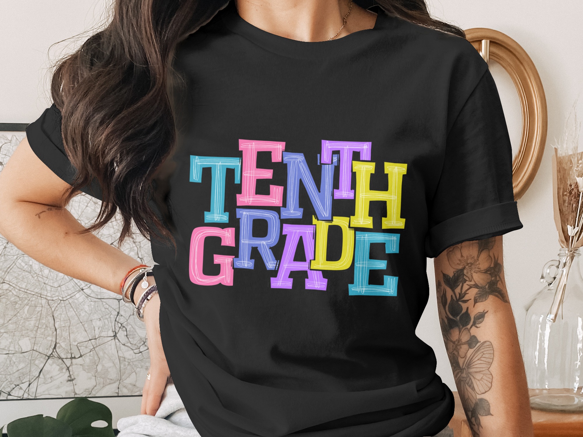Tenth Grade Digital Download, Sublimation PNG, DTF Design, High School Student, Colorful Back to School Design, Teacher Gift, School Design - Image 2