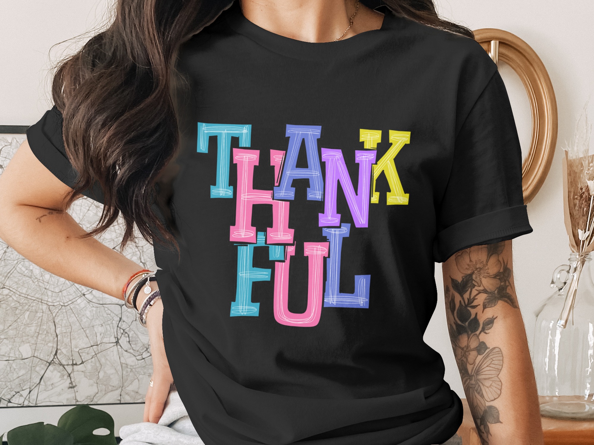 Thankful Digital Download, Sublimation PNG, DTF Print File, Colorful Thanksgiving Design, Autumn Graphic, Cute Fall Image, Festive Gift - Image 2