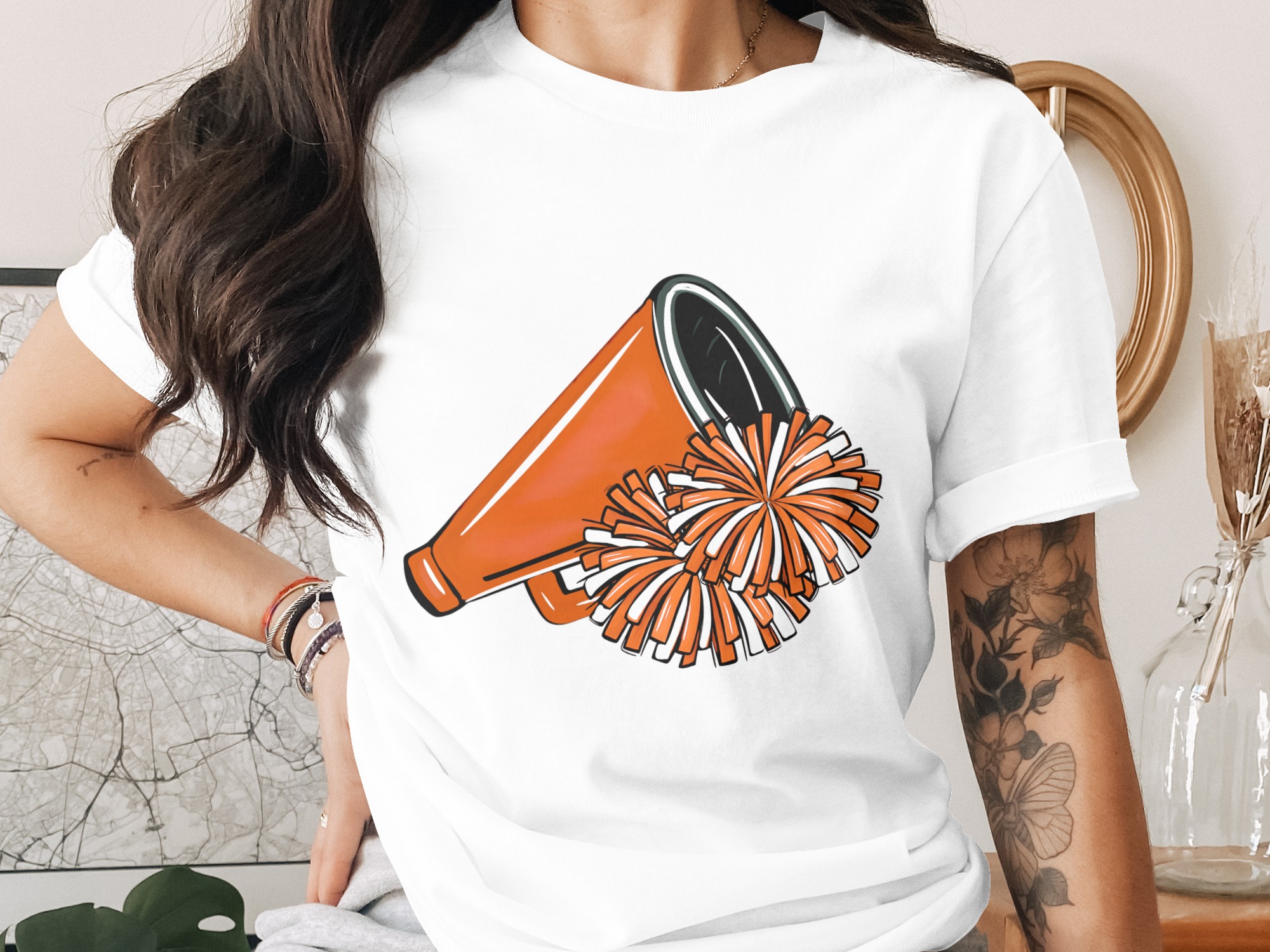 Cheerleader Digital Download PNG, Pom Poms Sublimation Design, Cheerleading Megaphone Clipart, Team Spirit Graphics, DIY Crafts Digital