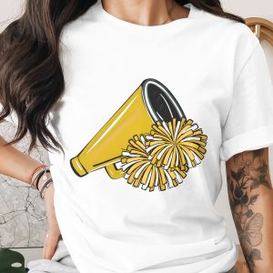 Cheerleader Sublimation Design PNG, Digital Download, Megaphone and Pom Poms, School Spirit, Sports Clipart, Printable Graphics