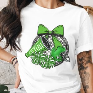Green Team Spirit, Digital Download, Sublimation PNG, Football Season, Cheerleader Bow, Pom Poms, Helmet, Game Day Design, High Resolution