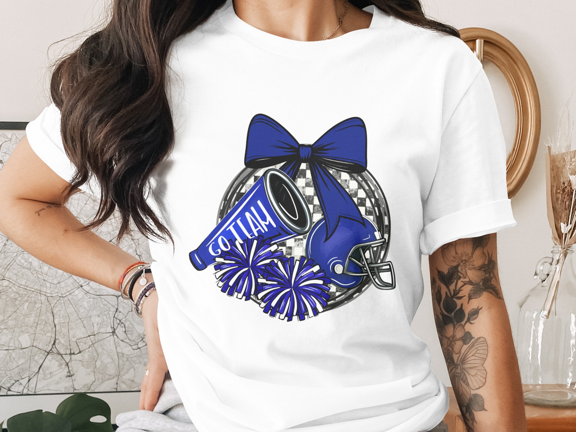 Cheerleading PNG, Digital Download, Sublimation Design, Go Team Spirit, Sport Clipart, School Cheer, Cheerleader Graphics, Bow, Helmet
