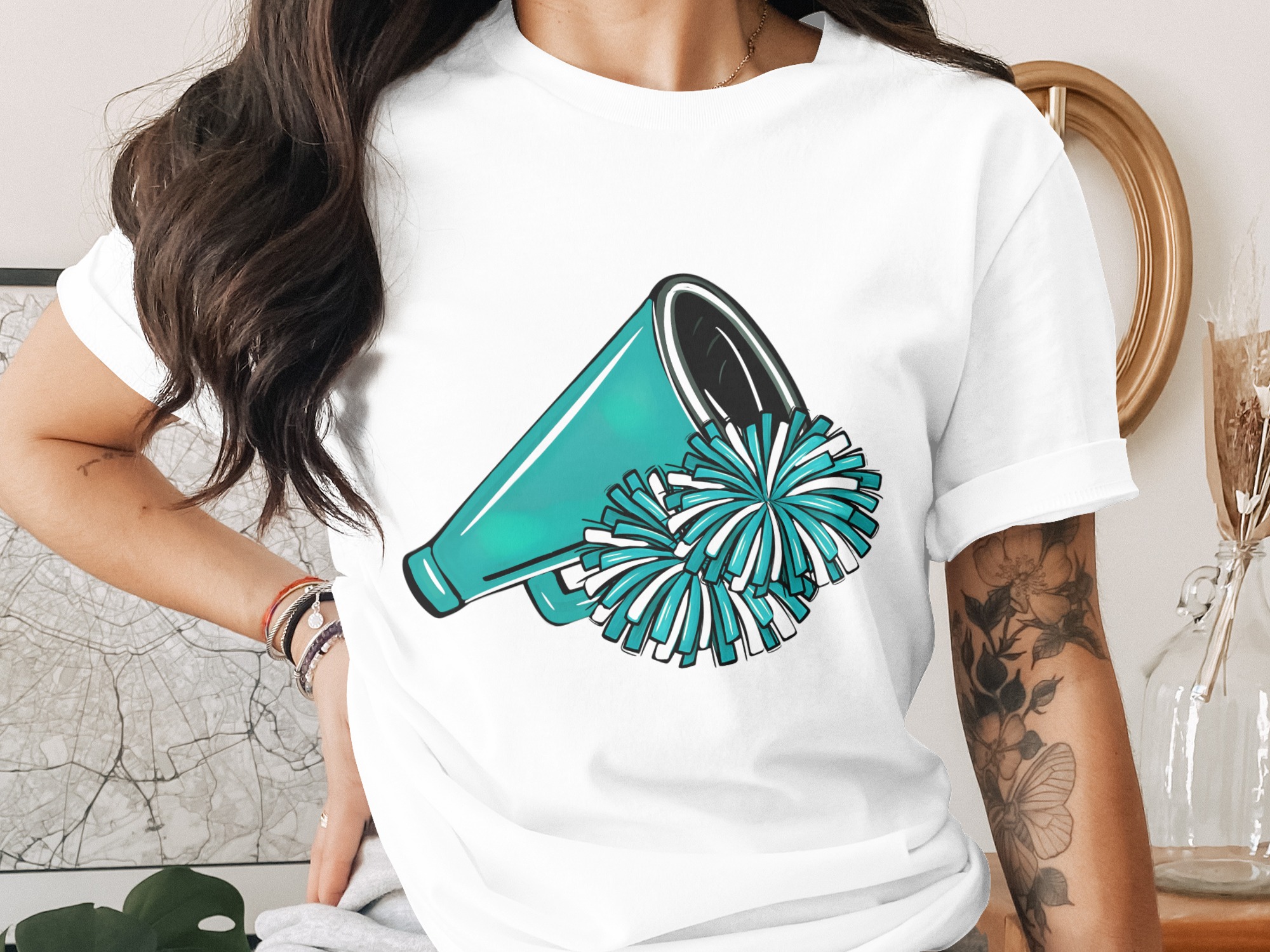 Cheerleader PNG, Cheer Sublimation, Digital Download, Pom Poms, Cheerleading Design, Sport Clipart, Cheer Squad Graphics, Cheer Gift