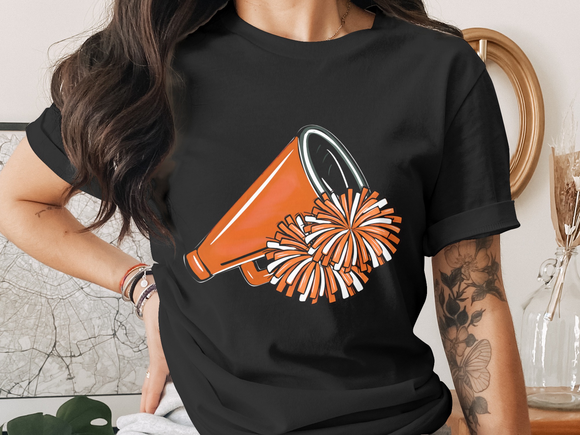 Cheerleader Digital Download PNG, Pom Poms Sublimation Design, Cheerleading Megaphone Clipart, Team Spirit Graphics, DIY Crafts Digital - Image 2