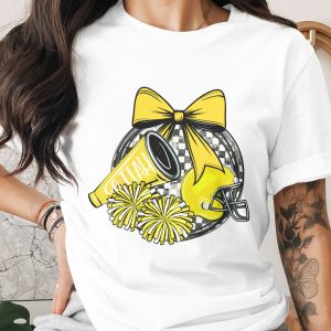 Yellow Team Spirit,Sublimation Digital Download PNG,Cheerleader Design,Football Helmet,Pom Poms,Checkerboard,Digital Image for T-shirts