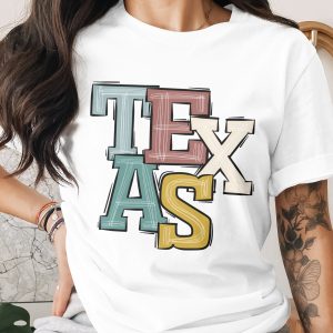 Texas State Digital Download PNG, Sublimation Design, DTF Print File, Colorful Texas Letters, Texas Pride, Lone Star State, Digital Art