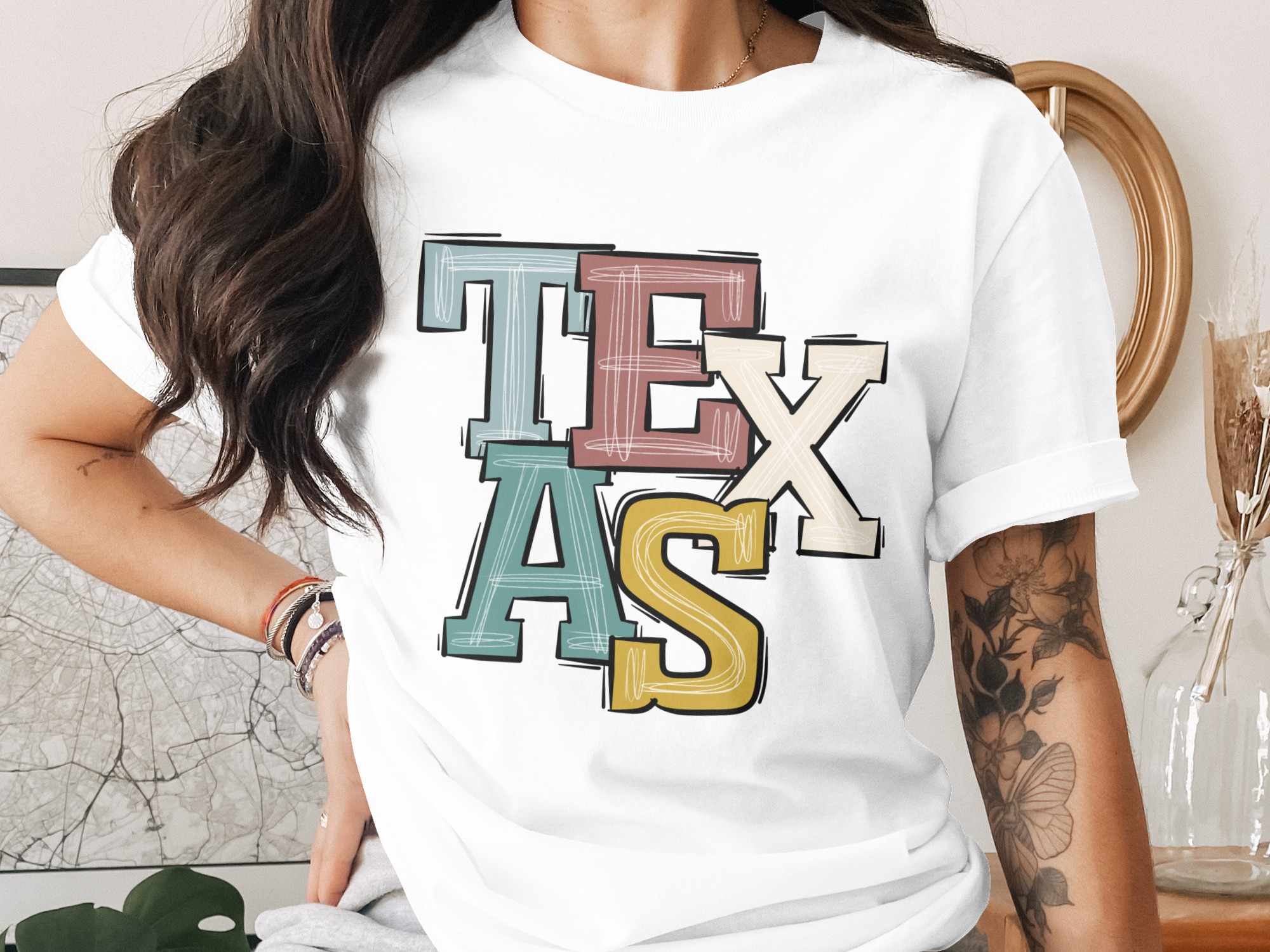 Texas State Digital Download PNG, Sublimation Design, DTF Print File, Colorful Texas Letters, Texas Pride, Lone Star State, Digital Art