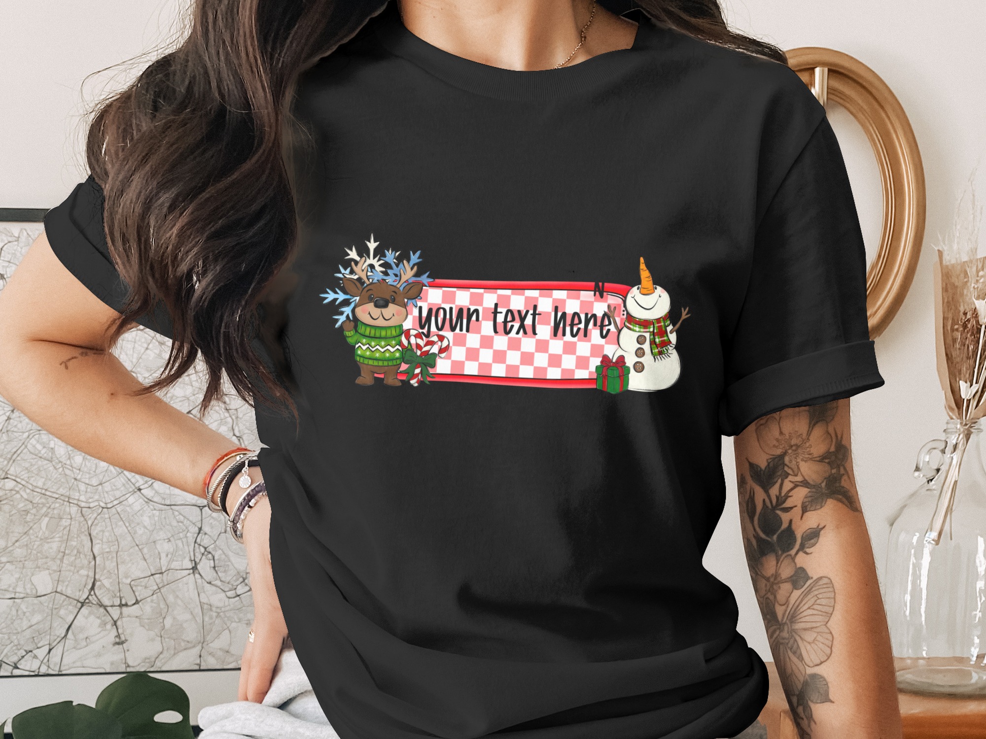 Custom Christmas Digital Download Sublimation PNG, Reindeer Snowman Template, Personalized Design, Printable Clipart - Image 2