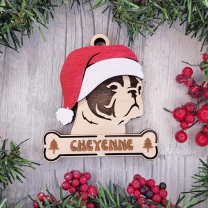 Custom BOSTON TERRIER Dog Ornament, Pet Memorial Ornament, Personalized Pet Wood Ornament, Dog Christmas Ornament, Pet Ornament, Holiday Decor, Dog Gift