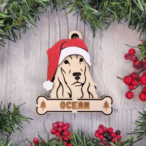 Custom COCKER SPANIEL Dog Ornament, Pet Memorial Ornament, Personalized Pet Wood Ornament, Dog Christmas Ornament, Pet Ornament, Holiday Decor, Dog Gift
