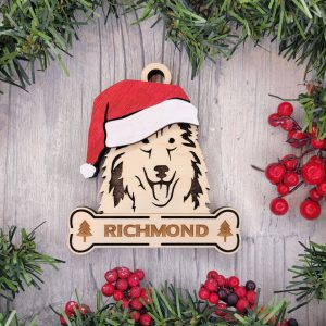 Custom COLLIE Dog Ornament, Pet Memorial Ornament, Personalized Pet Wood Ornament, Dog Christmas Ornament, Pet Ornament, Holiday Decor, Dog Gift