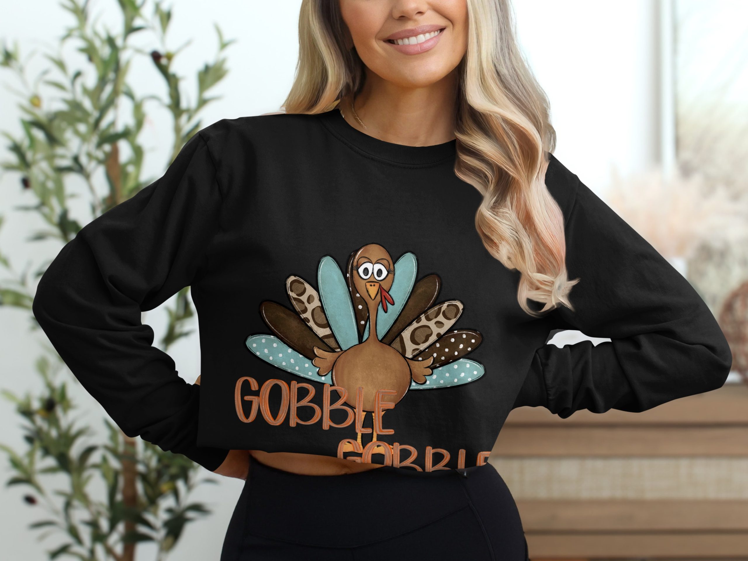 Gobble Gobble Long Sleeve T-Shirt, Thanksgiving Long Sleeve T-Shirt, Turkey, Thanksgiving, Fall Long Sleeve T-Shirt, Autumnal Shirt - Image 2