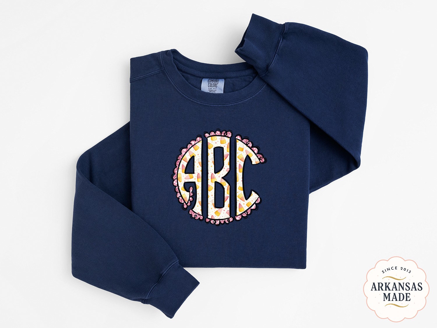 Candy Corn Monogram Sweatshirt, Halloween Sweatshirt, Fall Sweatshirt, Autumn Sweatshirt, Letter ABC Sweatshirt