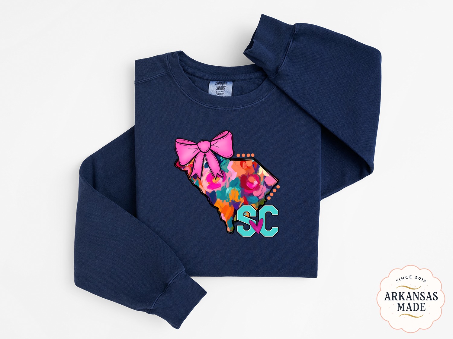 South Carolina Sweatshirt, SC State Pride Shirt, Floral State Sweatshirt, Bow Sweatshirt, SC Home Sweatshirt, Southern Sweatshirt