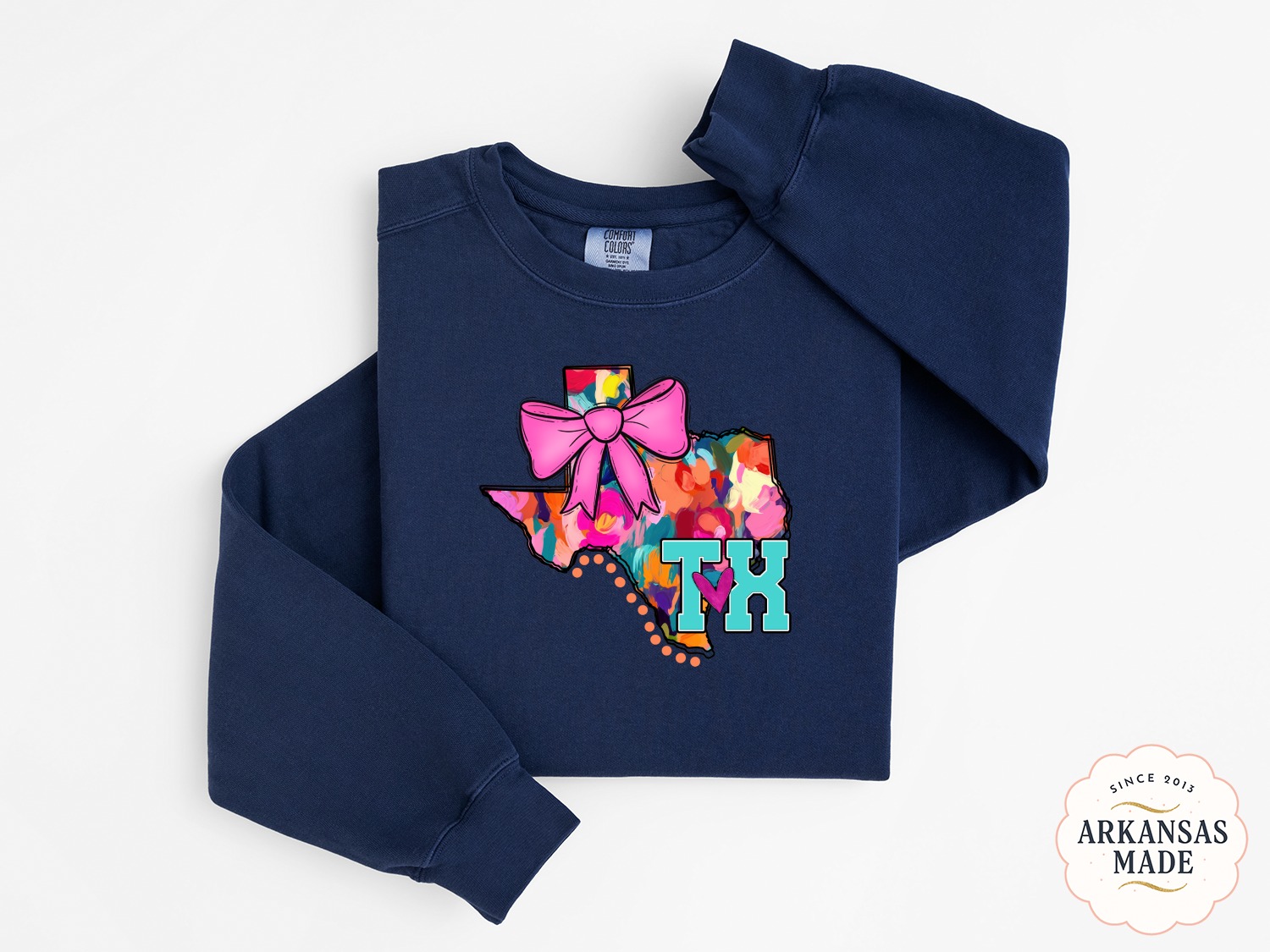 Texas Sweatshirt, Bow Sweatshirt, Texas Design, Southern State Shirt, Cute State Sweatshirt, TX Heart, Texas Pride Sweatshirt, State Love