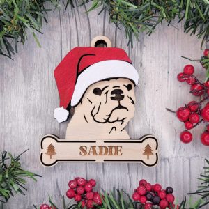 Custom FRENCH BULLDOG Dog Ornament, Pet Memorial Ornament, Personalized Pet Wood Ornament, Dog Christmas Ornament, Pet Ornament, Holiday Decor, Dog Gift