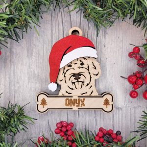 Custom GOLDEN DOODLE Dog Ornament, Pet Memorial Ornament, Personalized Pet Wood Ornament, Dog Christmas Ornament, Pet Ornament, Holiday Decor, Dog Gift
