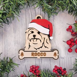 Custom HAVANESE Dog Ornament, Pet Memorial Ornament, Personalized Pet Wood Ornament, Dog Christmas Ornament, Pet Ornament, Holiday Decor, Dog Gift