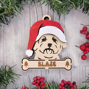 Custom MALTESE Dog Ornament, Pet Memorial Ornament, Personalized Pet Wood Ornament, Dog Christmas Ornament, Pet Ornament, Holiday Decor, Dog Gift