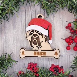 Custom MASTIFF Dog Ornament, Pet Memorial Ornament, Personalized Pet Wood Ornament, Dog Christmas Ornament, Pet Ornament, Holiday Decor, Dog Gift