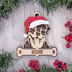 Custom ROTTWEILER Dog Ornament, Pet Memorial Ornament, Personalized Pet Wood Ornament, Dog Christmas Ornament, Pet Ornament, Holiday Decor, Dog Gift