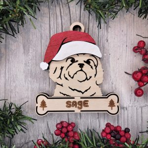 Custom SHIH TZU Dog Ornament, Pet Memorial Ornament, Personalized Pet Wood Ornament, Dog Christmas Ornament, Pet Ornament, Holiday Decor, Dog Gift