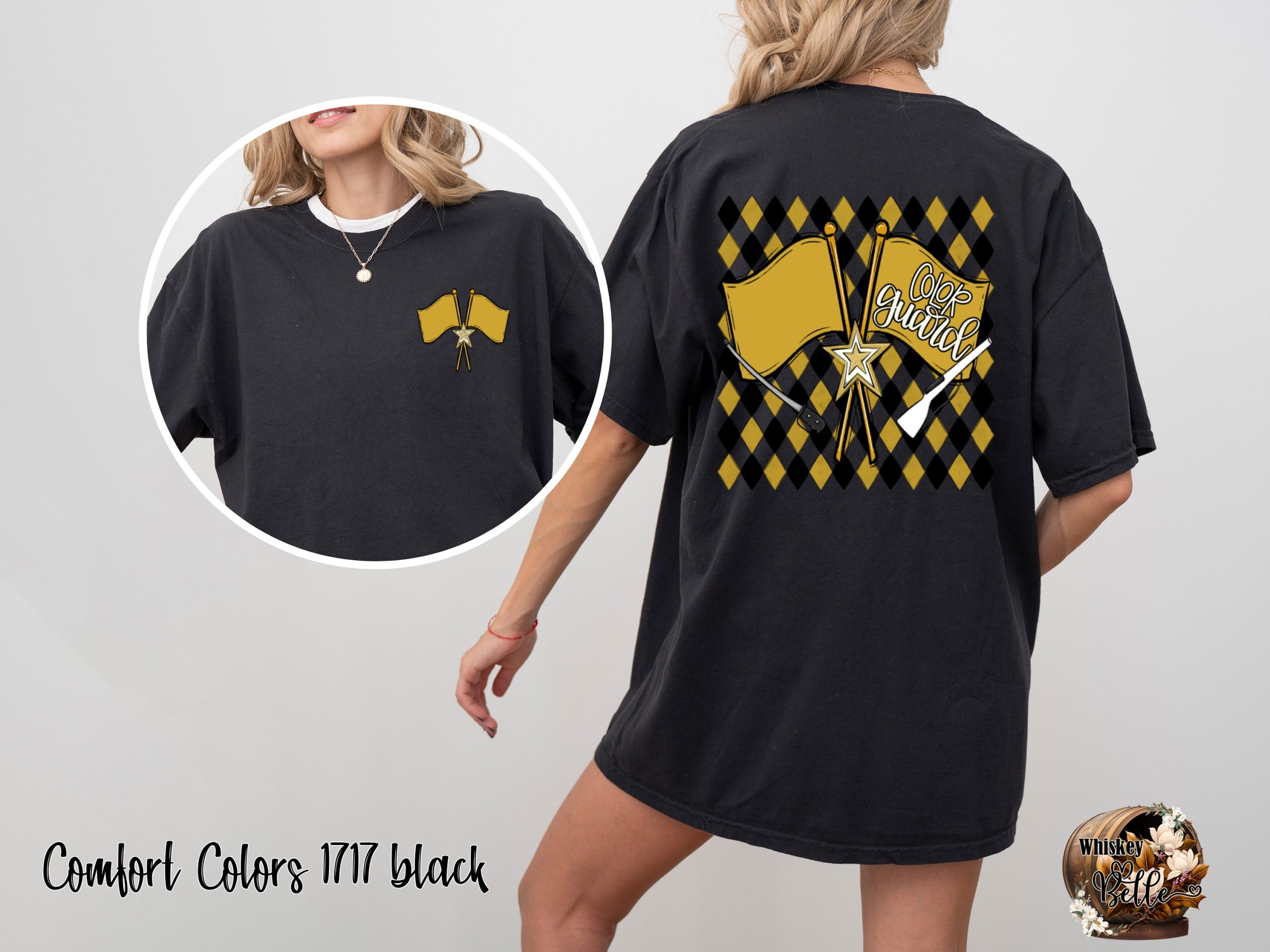 Color Guard T-Shirt, Marching Band Tee, Band Mom Gift, Winter Guard Flags Star, Colorguard Design, Competition Performance T Shirt - Image 2