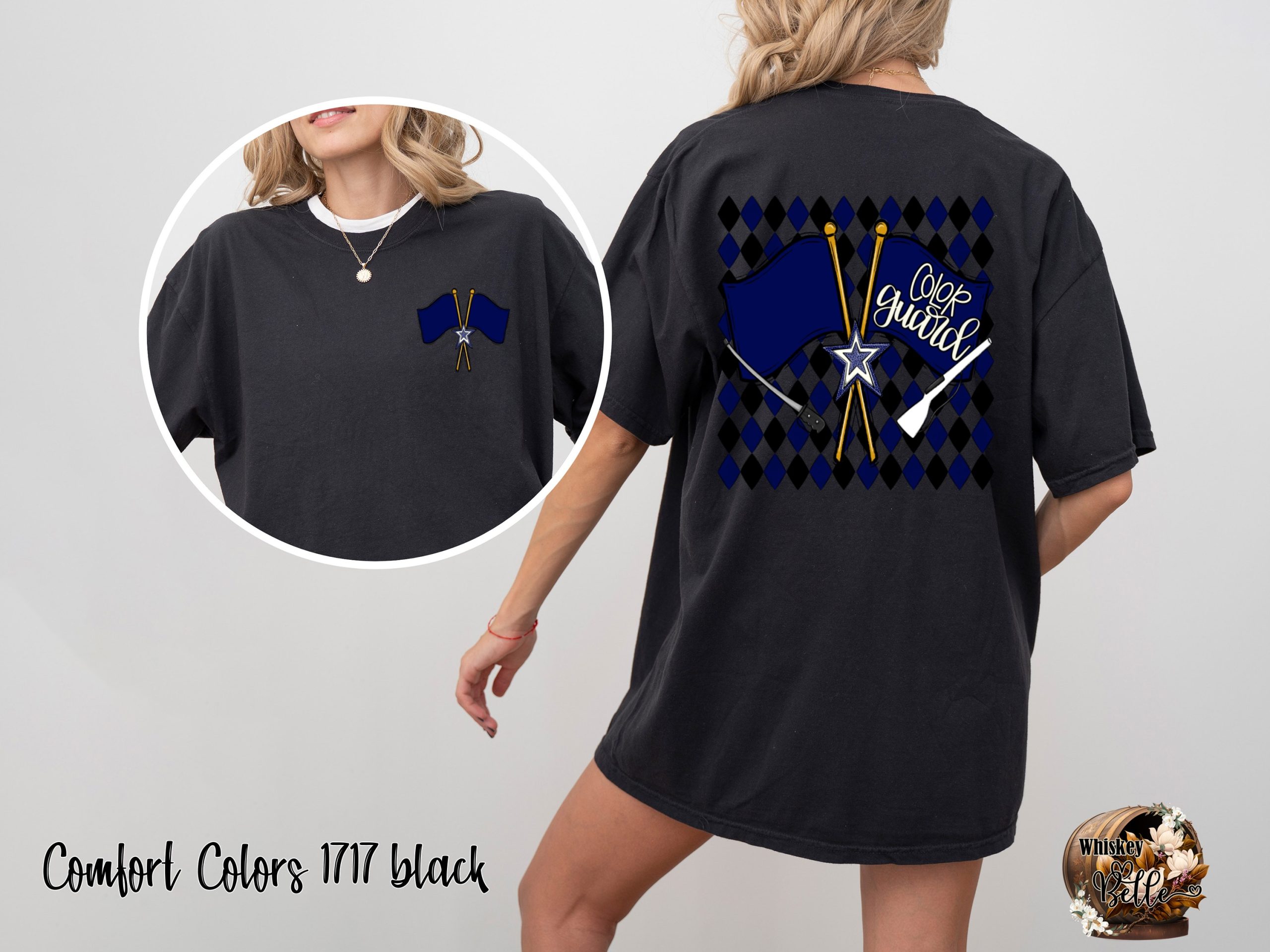 Color Guard T-Shirt, Band Tee, Flag T-Shirt, Diamond Pattern Shirt, Back Design T-Shirt, Band Parent Shirt, Marching Band T-Shirt - Image 2