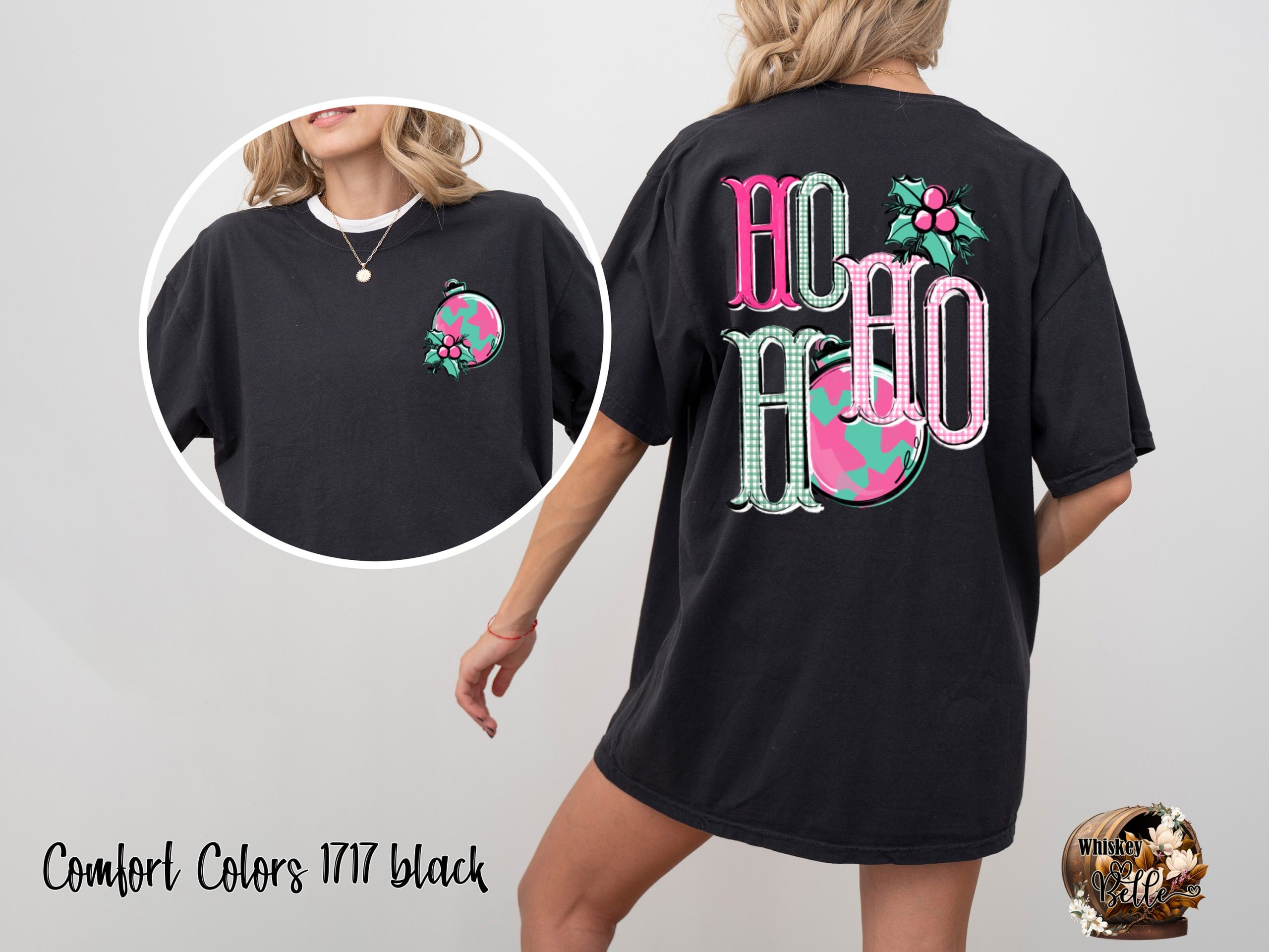 Ho Ho Ho Ornament T-Shirt, Merry Christmas T-Shirt, Holiday Tee, Christmas Ornament Tee, Christmas Holly Berry T-Shirt, Festive Shirt - Image 2