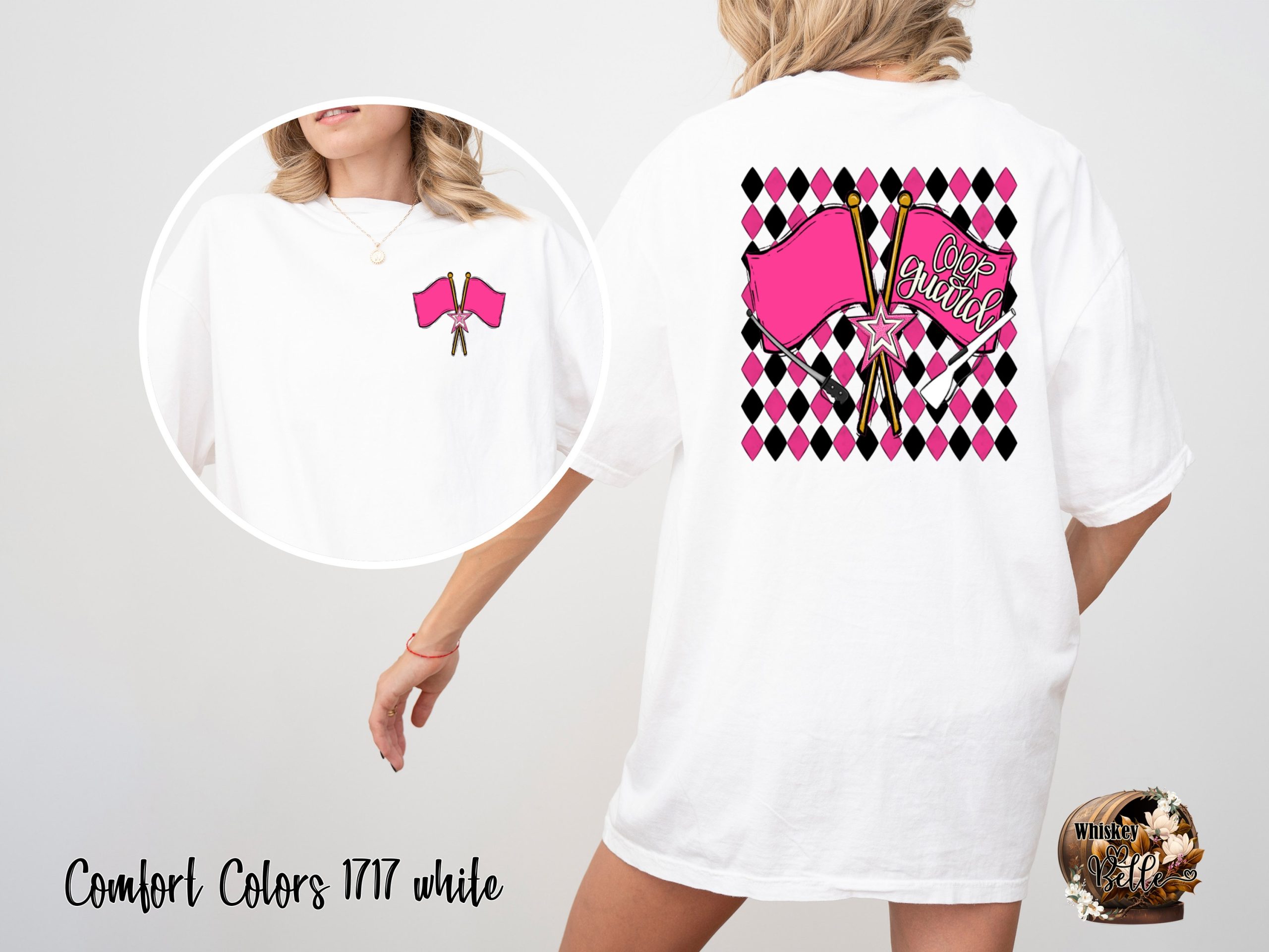 Color Guard T-Shirt, Pink Flag Tee, Marching Band Shirt, Competition Shirt, Band Mom Shirt, Black Graphic T Shirt