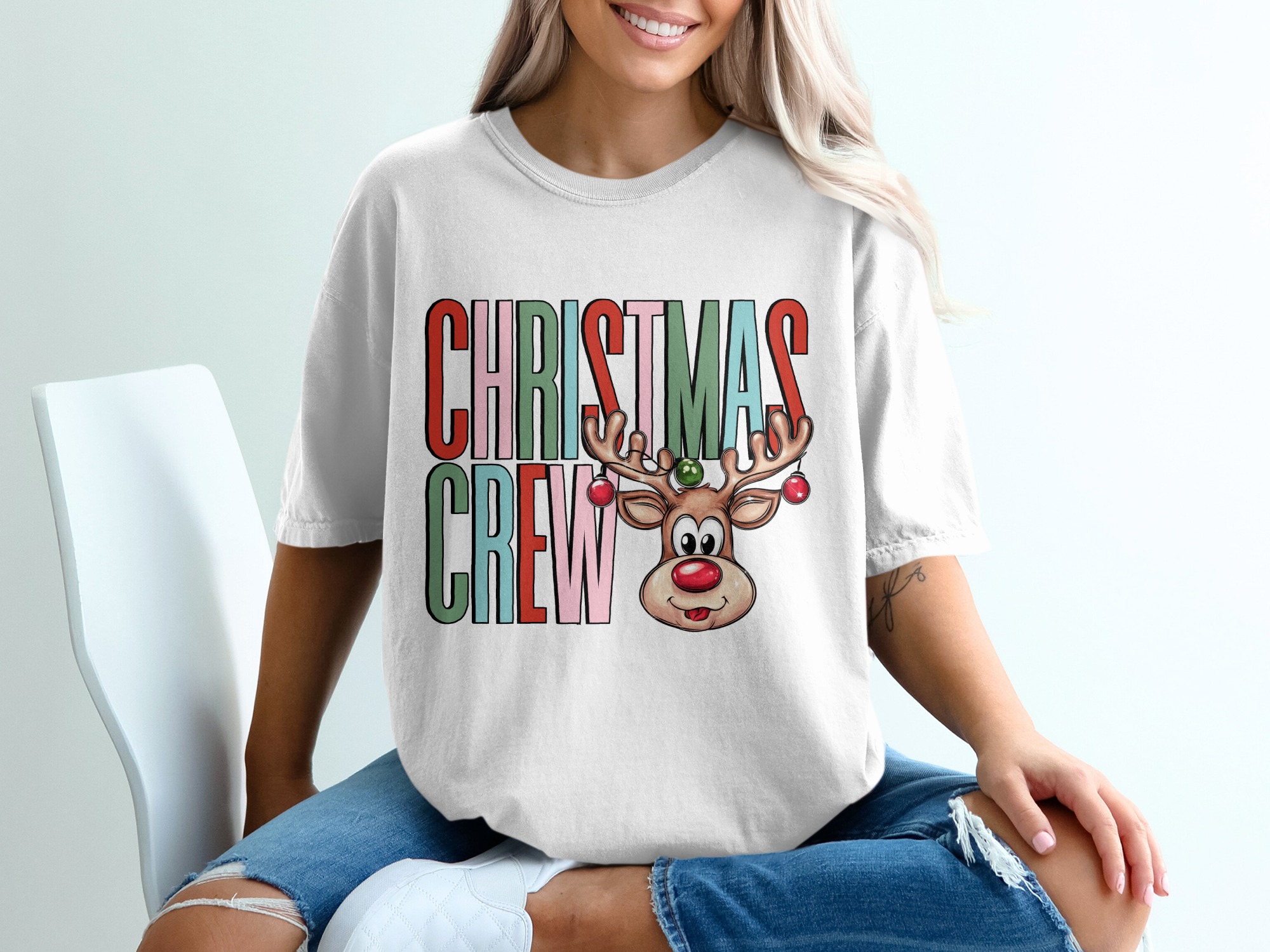 Christmas Crew T-Shirt, Reindeer Shirt, Holiday Tee, Family Matching Shirts, Christmas Party Top, Festive Outfit, Cute Xmas Gift Idea