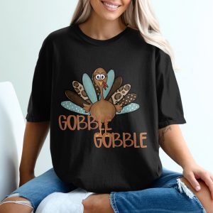 Gobble Gobble T Shirt, Cute Turkey Tee, Thanksgiving Shirt, Fall Season Gift, Autumn Graphic T-Shirt, Holiday T-Shirt, Turkey Lover Tee