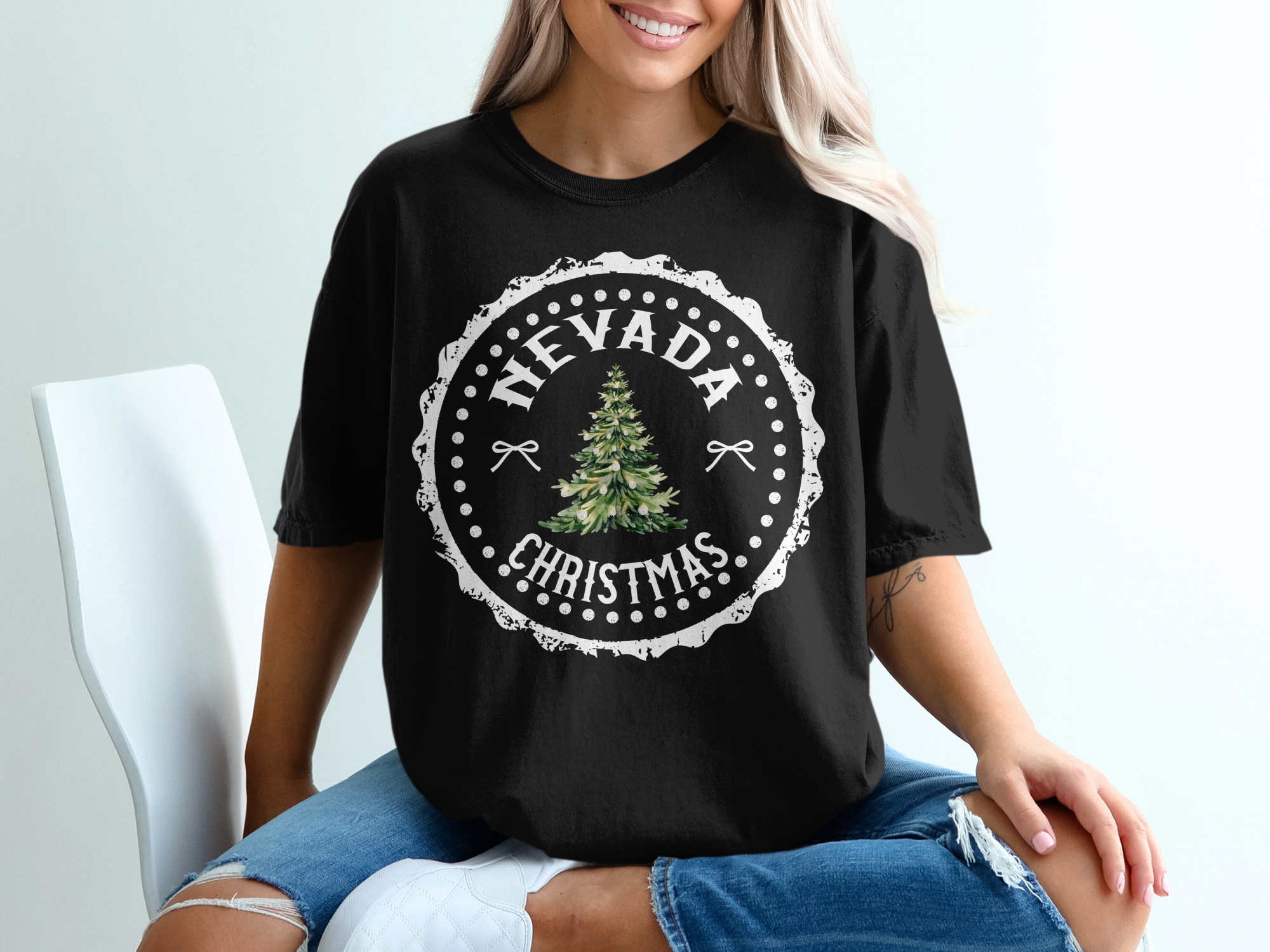 Nevada Christmas T-Shirt, Holiday Tee, Xmas Tree Shirt, Winter Gift, State Pride, Holiday Gift T-Shirt, Nevada Souvenir