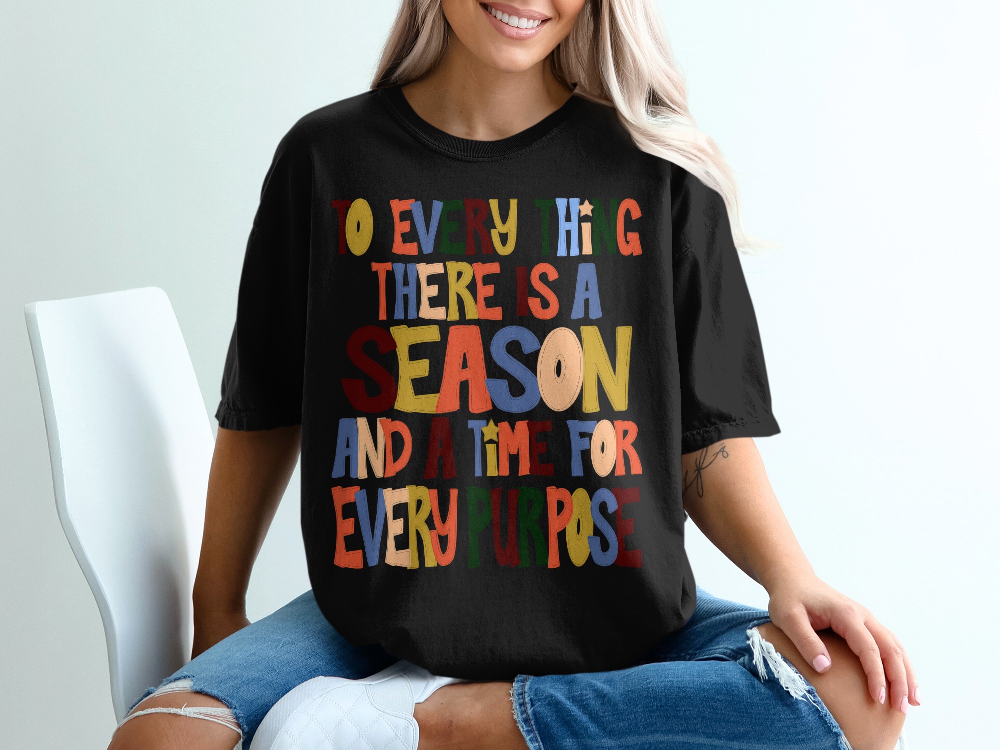 Season Quote T-Shirt, Colorful Lettering, Purpose Message Tee, Inspirational Apparel, Motivational Shirt, Trendy Clothing, Positive Vibes - Image 2