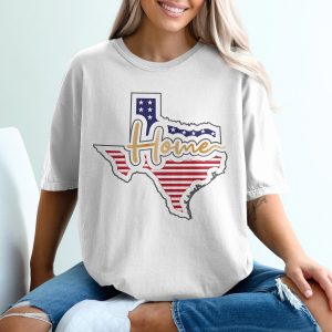 Texas Home T-Shirt, State Pride Tee, American Flag Shirt, Lone Star State Gift, USA Home Design T-Shirt, Patriotic Texas Tee